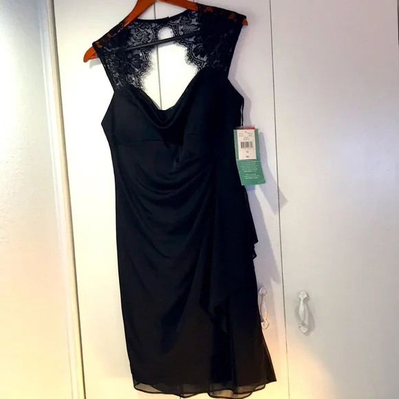 knee length dresses for ladies Lace Midi Length Scarlett Dress Black – SETAERASO main image 0